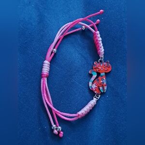 Pink Cat Charm Bracelet